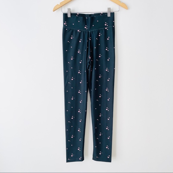 Plush Black/Pink 7/8 Heart Print Legging - Picture 4 of 6